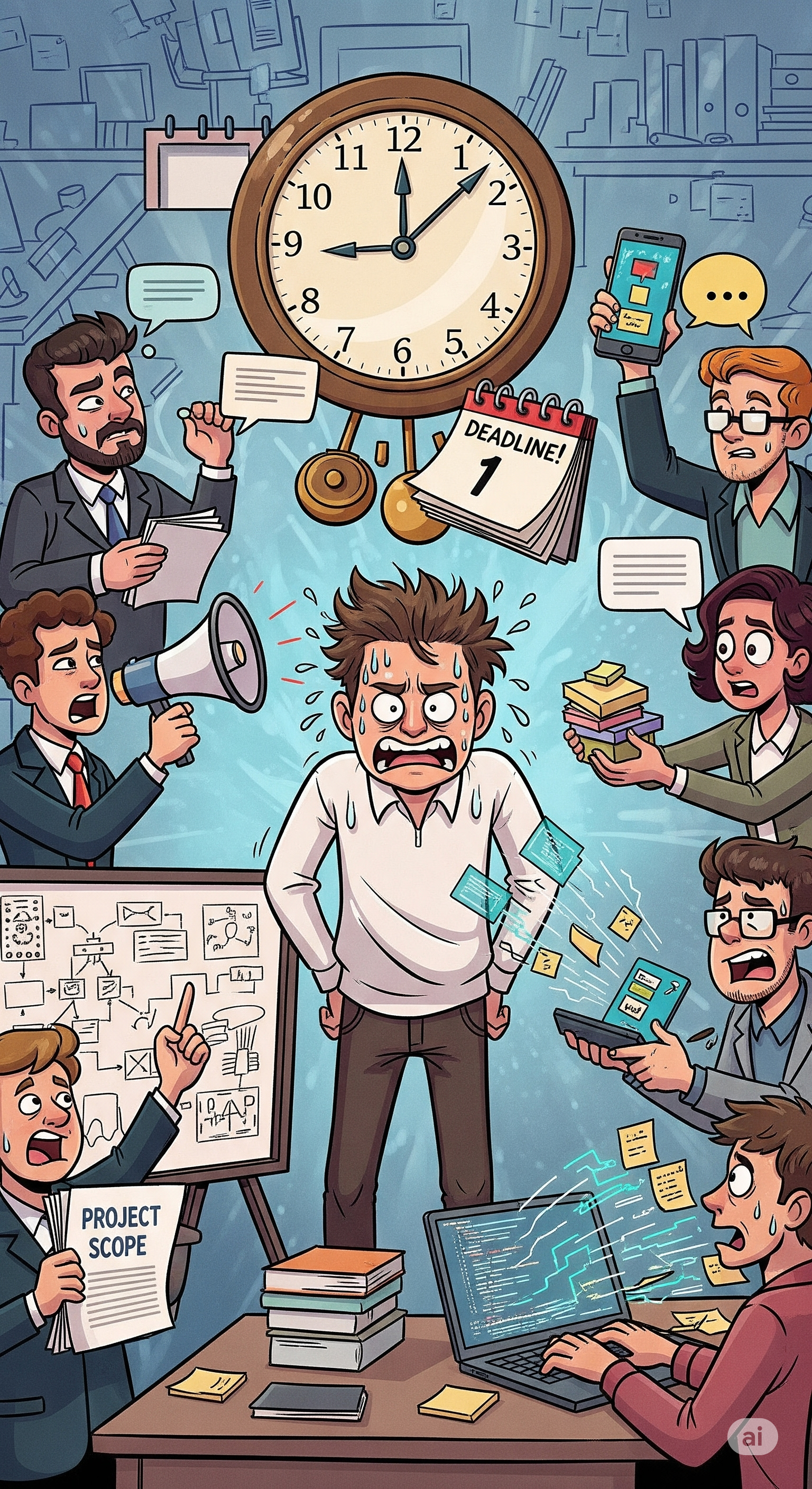 Representación divertida de caos por usar muchos canales informales